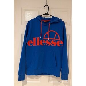 Ellesse Heritage Mens Blue Red Logo Pullover Hoodie Small Rare Colorway